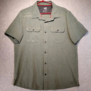 ZeroXposur Travel Series Mens Green Short Sleeve Button  Down Vented Shirt Large